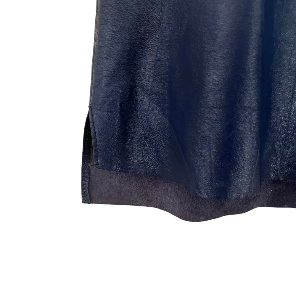 Trina Turk Lamb Leather Short Sleeve Pullover Top Blue Women's Size Medium - Picture 3 of 9